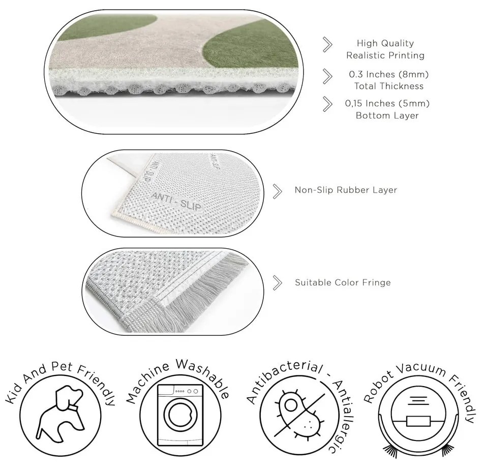 Covor verde lavabil 60x100 cm Matcha Latte – Mila Home