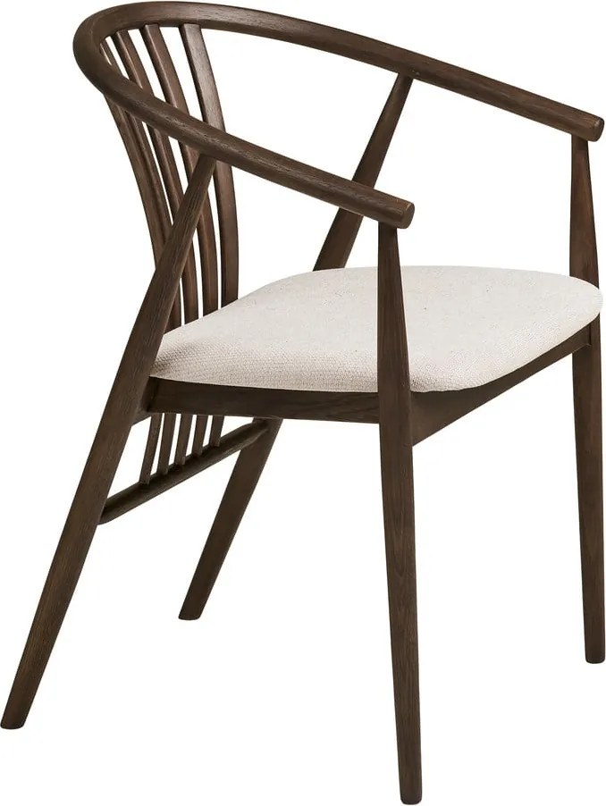 Scaun de dining maro închis cu cotiere din lemn de stejar Agustin – House Nordic