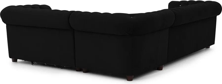 Colțar negru extensibil cu tapițerie din catifea (cu colț pe partea dreaptă/în formă de ”L”) York Blik – Ropez