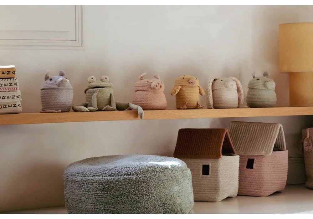 Coș de jucării pentru copii gri deschis din material textil ø 15x15 cm Mini Henry the Hippo – Lorena Canals