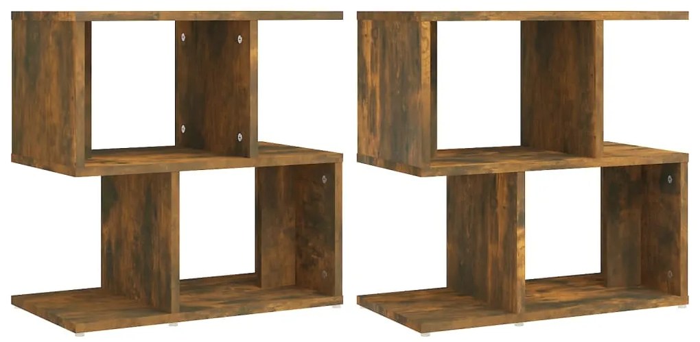 815829 vidaXL Noptiere, 2 buc., stejar fumuriu, 50x30x51,5 cm, lemn prelucrat