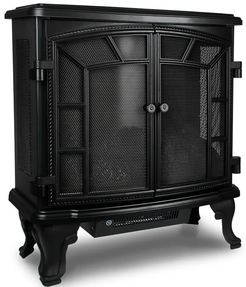 Deuba Semineu electric cu doua usi cu ventilator si foc NEGRU