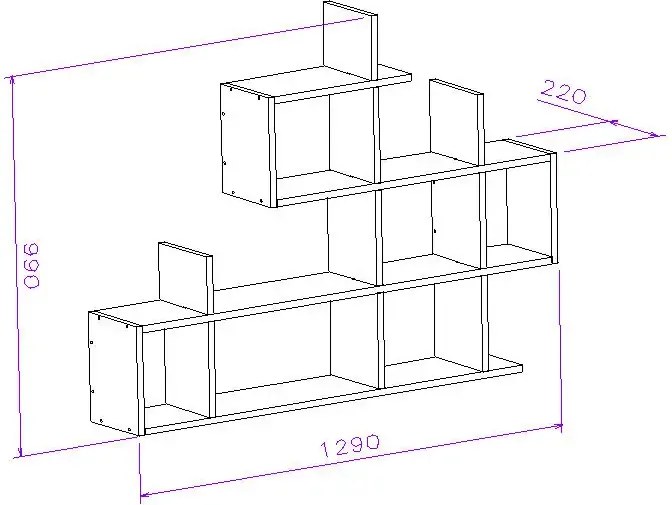 Raft perete Cassy Homs gri-nuc 129 x 22 x 99 cm