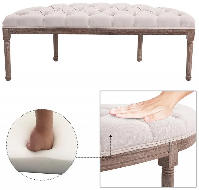 BAM218 - Bancuta 140 cm, Canapea, fotoliu, sofa, bancheta, banca living, dormitor, hol - Crem