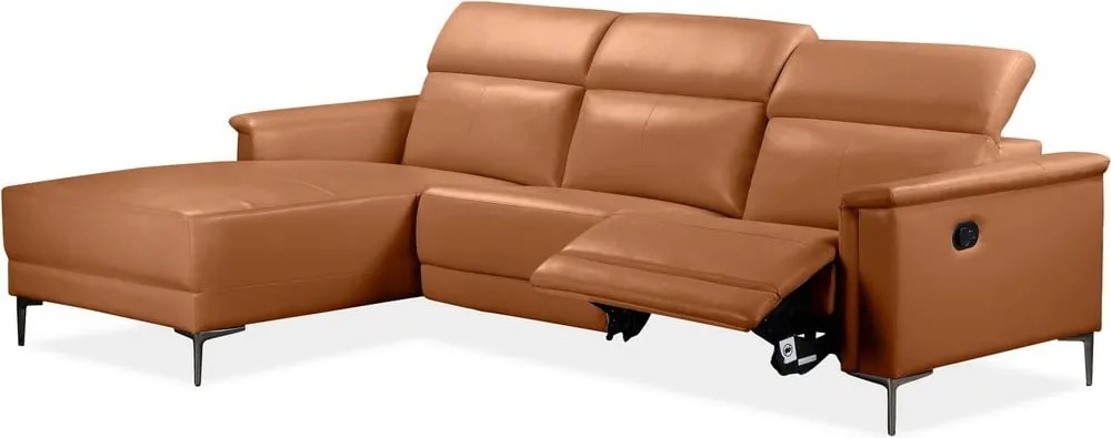 Colțar maro cu tapițerie din imitație de piele (cu colț pe partea stângă ) Lund – Støraa