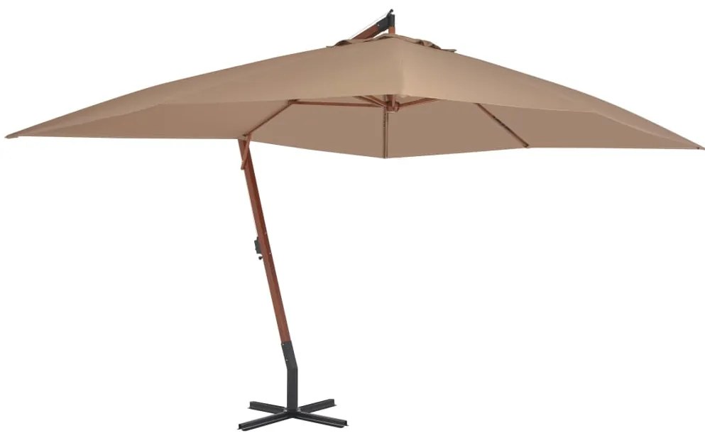 vidaXL Umbrelă consolă de grădină cu stâlp din lemn, taupe, 400x300 cm