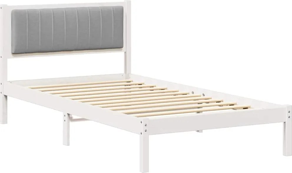 vidaXL Cadru de pat cu tăblie tapițată Gri deschis 100 x 200 cm