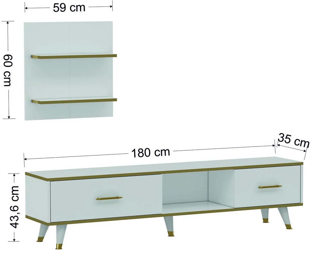 Mobilier living Mevala 2 (alb + auriu) . 1095633