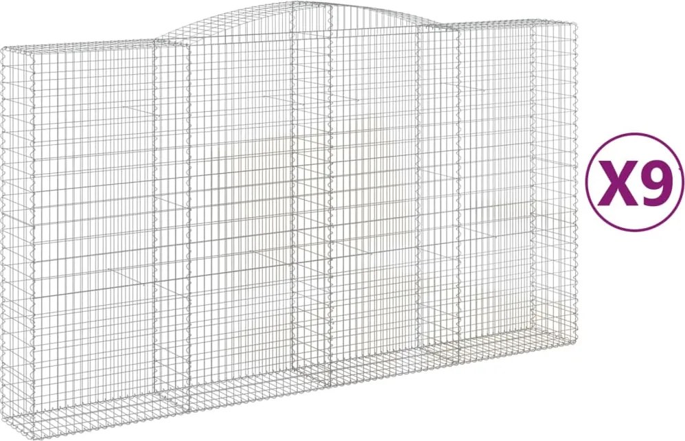 vidaXL Coșuri gabion arcuite, 9 buc, 400x50x220/240cm, fier galvanizat