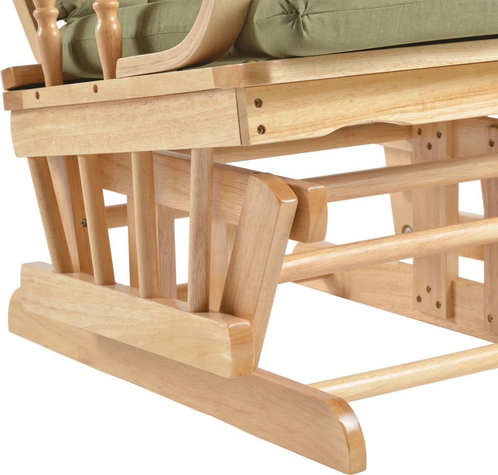 Scaun balansoar cu suport pentru picioare, natural/verde, DALBERT