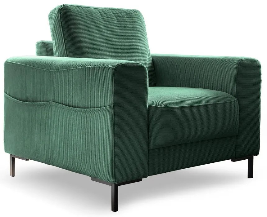 Fotoliu verde închis cu tapițerie din catifea reiată Lofty Lilly – Miuform