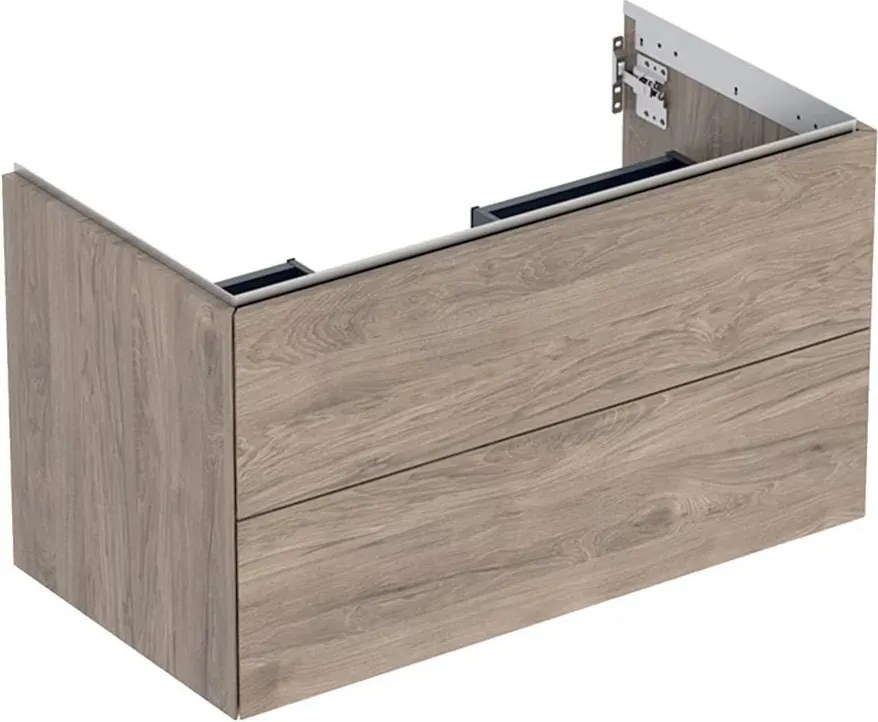 Dulap baza suspendat Geberit One nuc american Hickory 90 cm cu 2 sertare