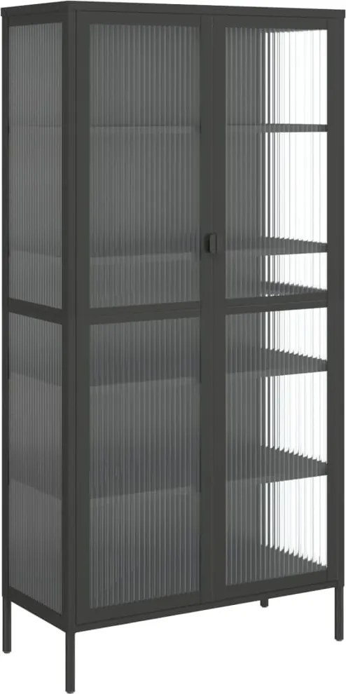 vidaXL Dulap înalt, negru, 85x40x180 cm, sticlă și oțel