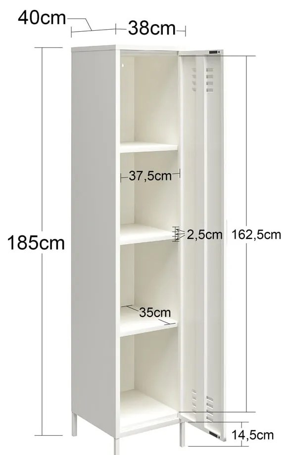 Dulap alb din metal 38x185x40 cm Mission District – Støraa