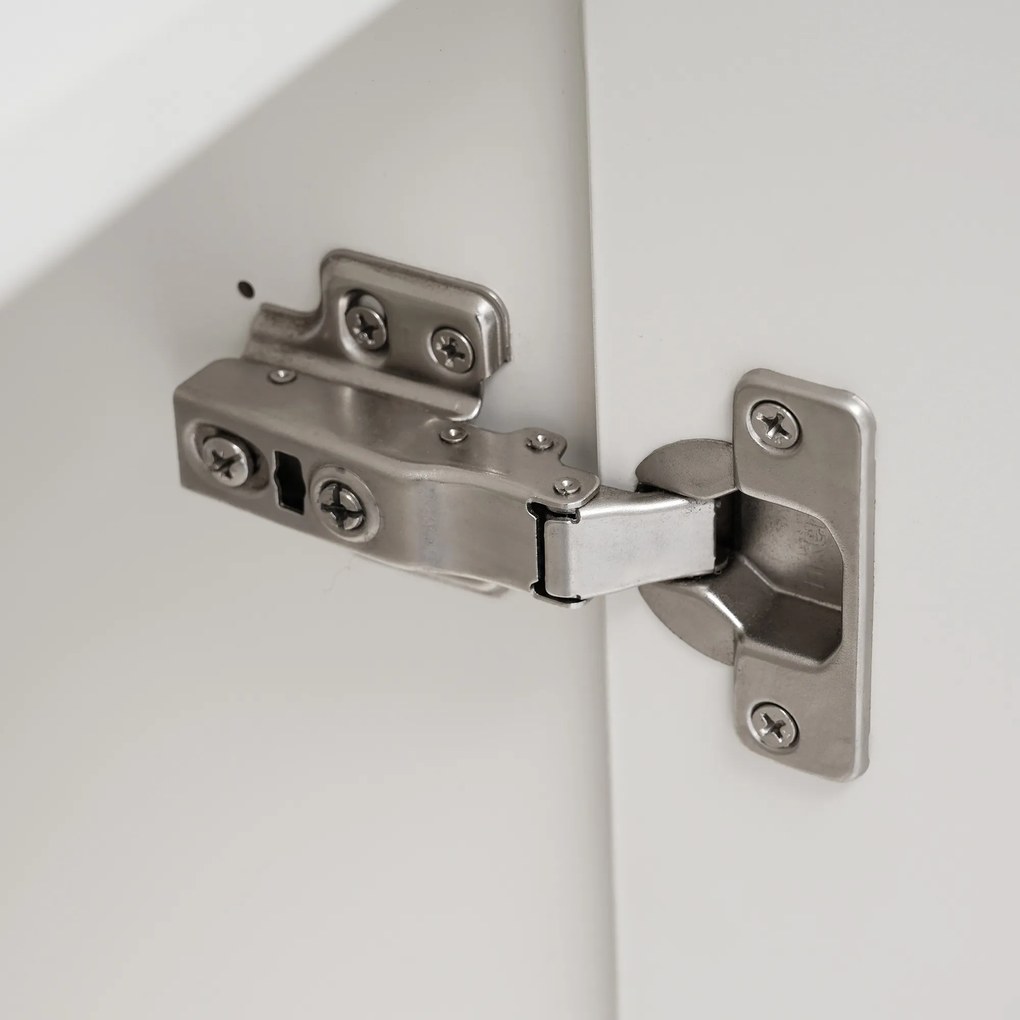 Comodă Modernă Elegantă cu 2 Uși și 3 Sertare, pentru dormitor și living, 140x84x40 cm, Alb crem