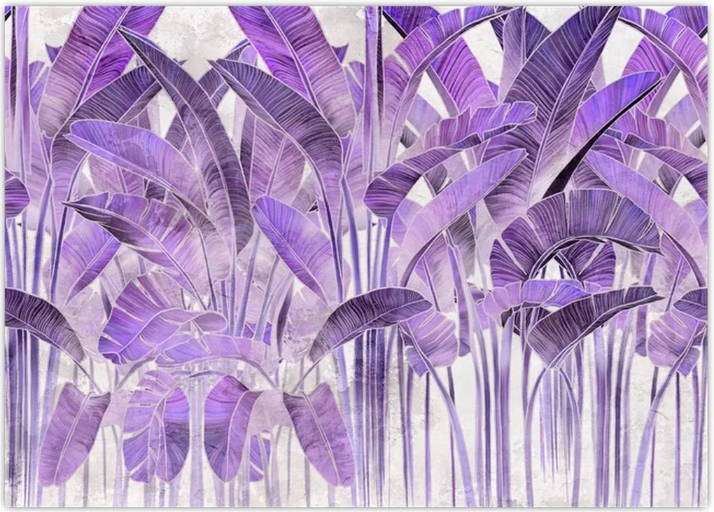 Tablou - Frunze violet în tencuială (70x50 cm)