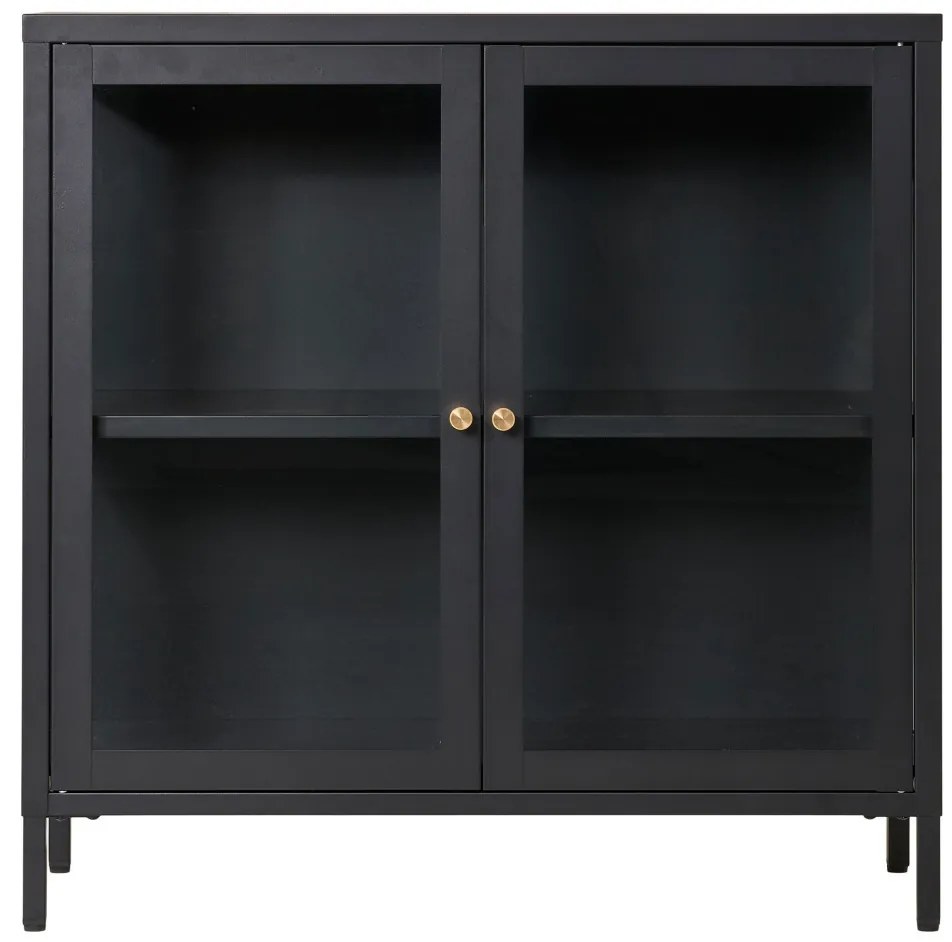 Vitrină Dalby, 2 uși, oțel, negru 80x35x80 cm