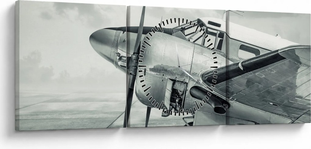 Tablou - Avion (cu ceas) (90x30 cm)