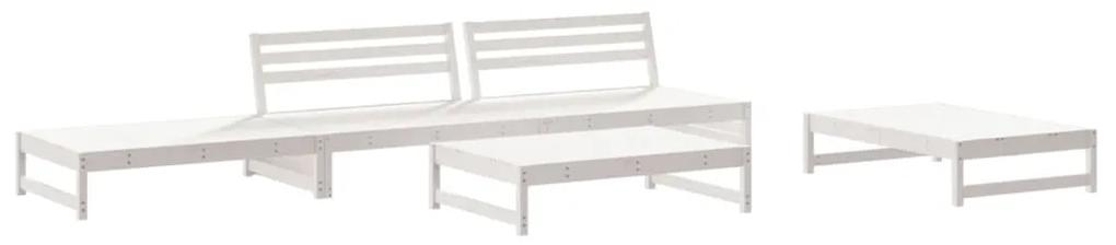 3186635 vidaXL Set mobilier relaxare de grădină 5 piese alb lemn masiv de pin