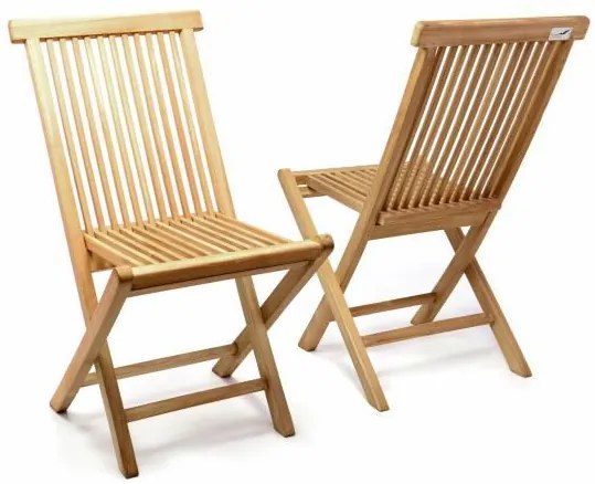 Scaun pliabil din tec DIVERO, 2 bucăți