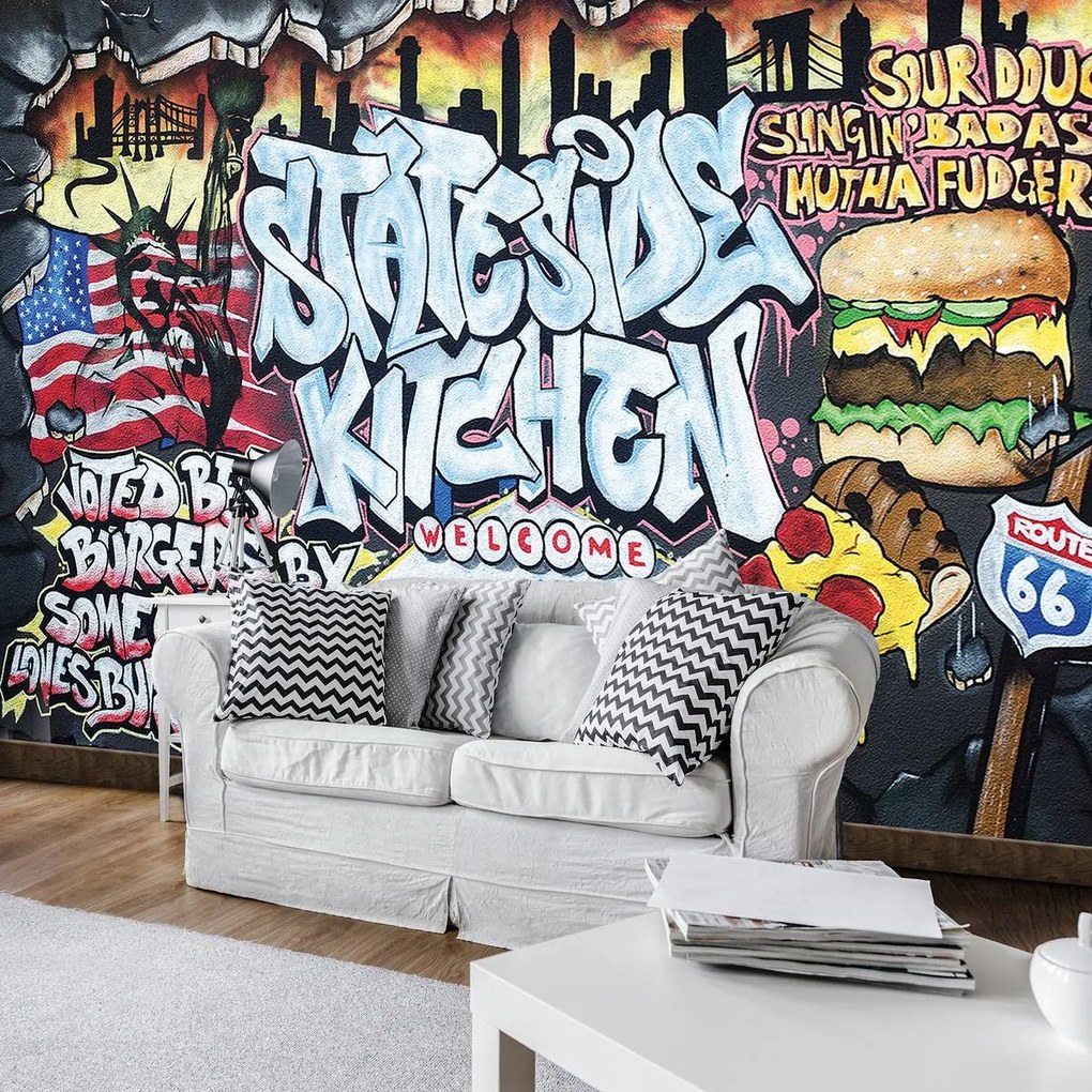 Fototapet - Cel mai bun burger - Graffiti (254x184 cm)