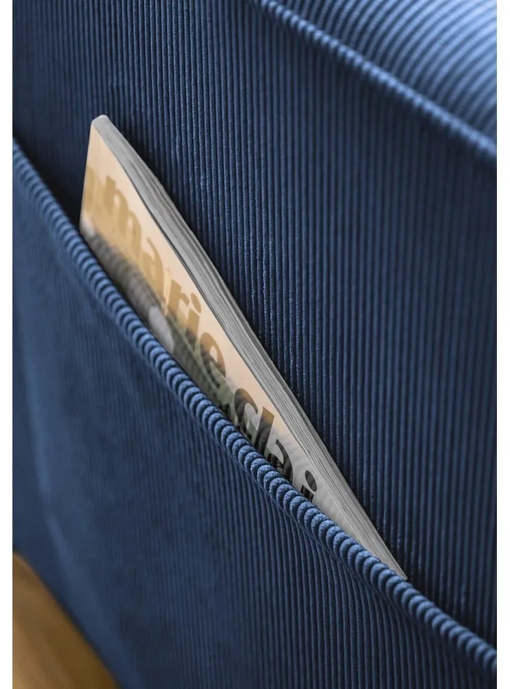 Fotoliu albastru închis cu tapițerie din catifea reiată Lofty Lilly – Miuform