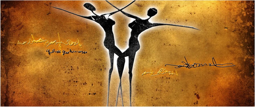 Tablou perechii dansând pictate (120x50 cm)