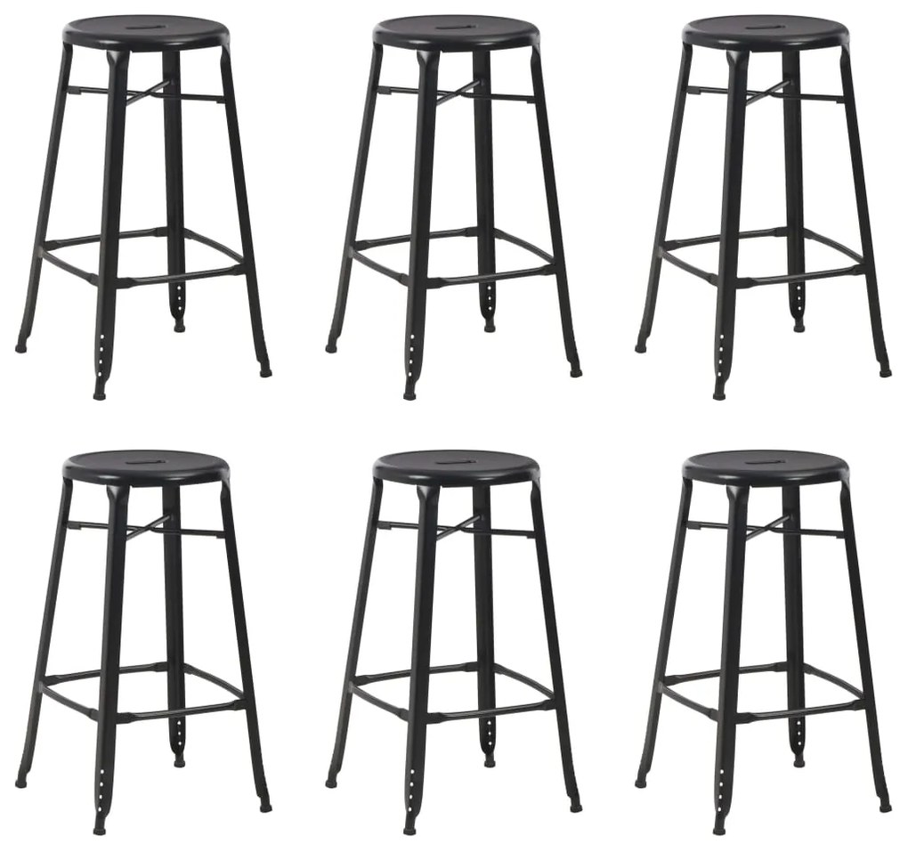 vidaXL Scaune de bar, 6 buc., negru, oțel