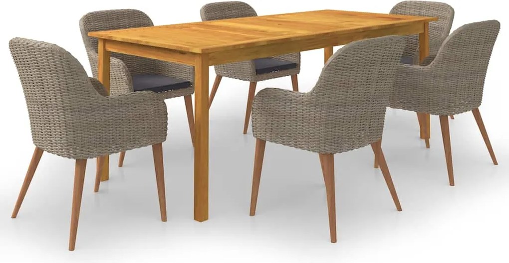 vidaXL Set mobilier de grădină, 7 piese, maro