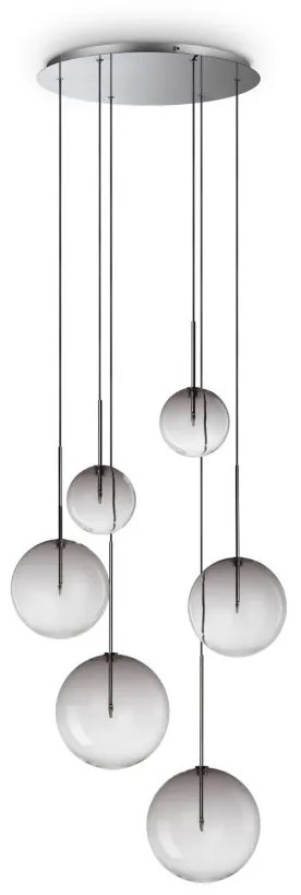 Lustra cu 6 pendule EQUINOXE SP6 antique crom/ faded smoky
