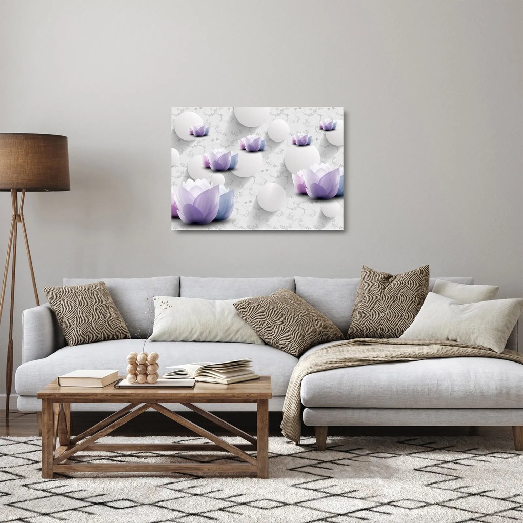 Tablou pe sticlă cu flori (70x50 cm)