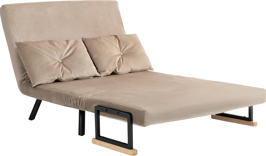 HOMCOM Canapea Pat de 2 Locuri cu Spătar Reglabil pe 5 Nivele și 2 Perne din Material Țesut Căptușit, 102x73x81 cm, Maro | Aosom Romania