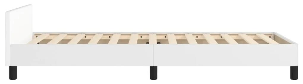 Cadru de pat cu tablie, alb, 80x200 cm, piele ecologica Alb, 80 x 200 cm, Nasturi de tapiterie