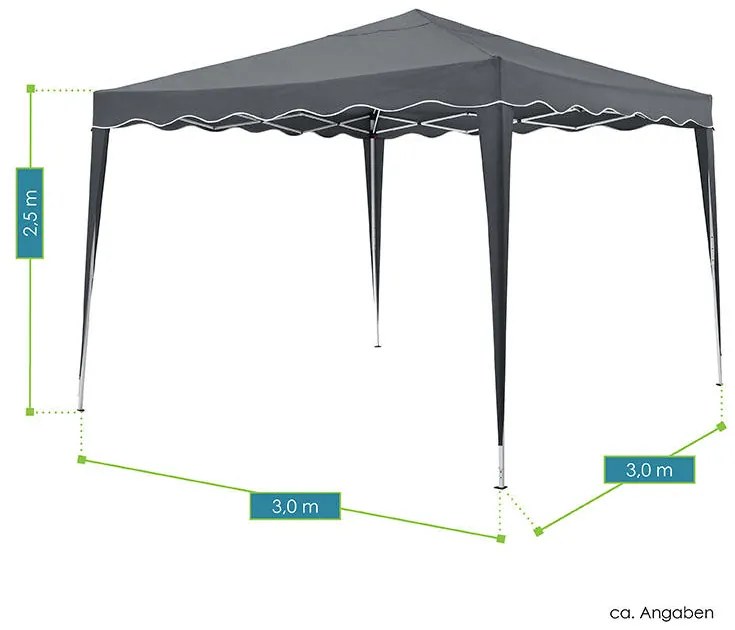 Pavilion pliabil "Vivara" 3 x 3 m gri, cu ambalaj pentru transport