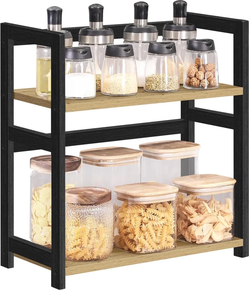 Polita pe masa NORDEKO 41x41 cm, neagra / stejar artisan