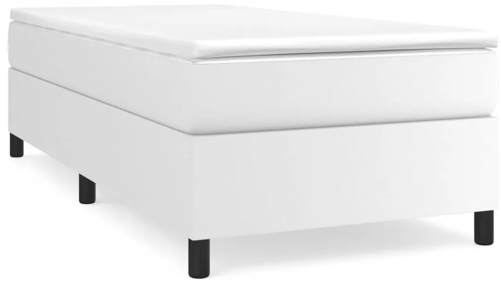 3121018 vidaXL Cadru de pat, alb, 90x190 cm, piele ecologică