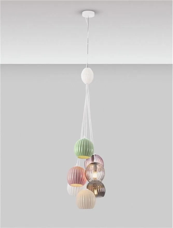 Lustra cu 7 pendule, Ceramica, Sticla, Multicolor, MELINE