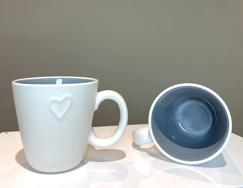 Cana Ceramica LOVE White 400 ml Albastru