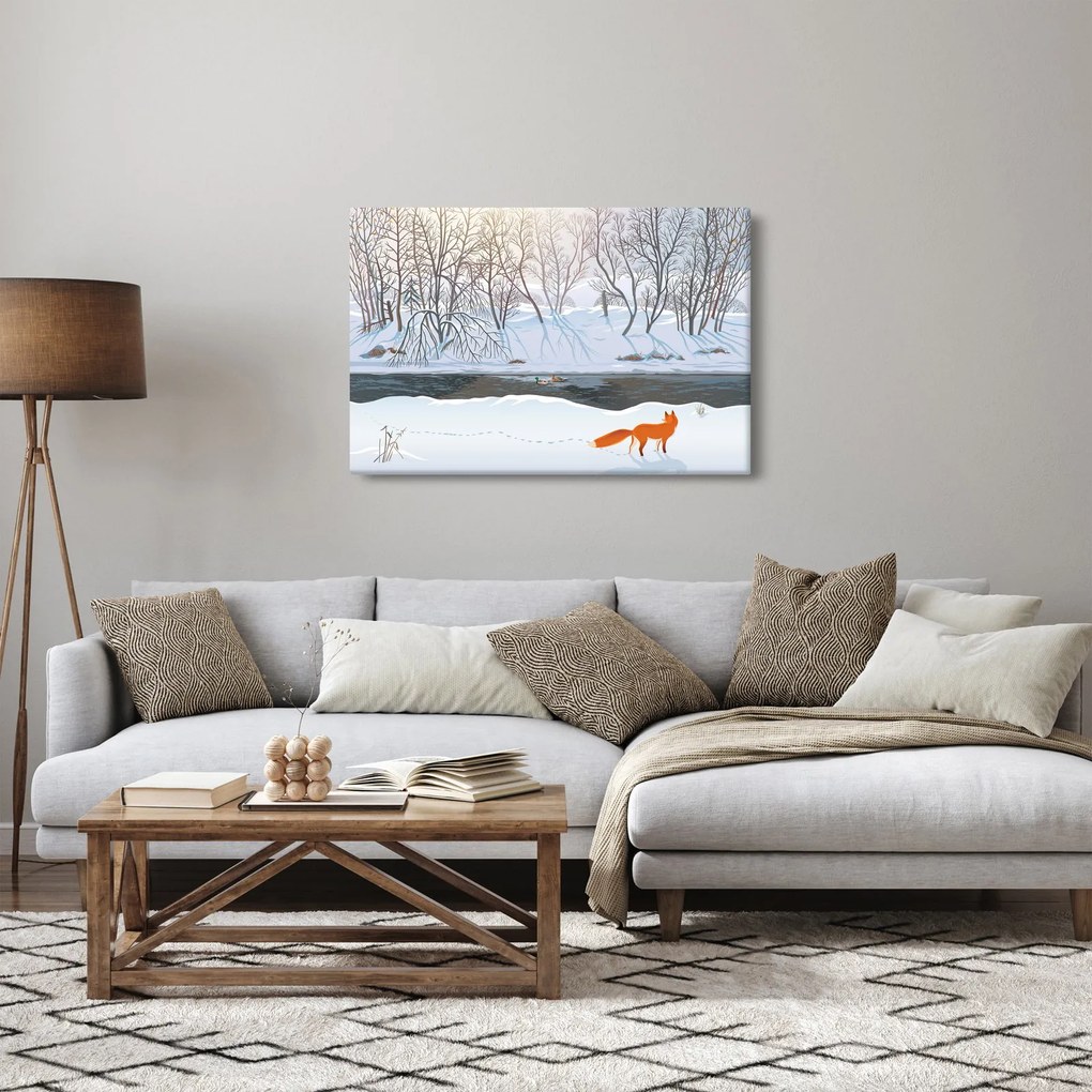 Tablou - Vulpe în peisaj de iarnă (90x60 cm)