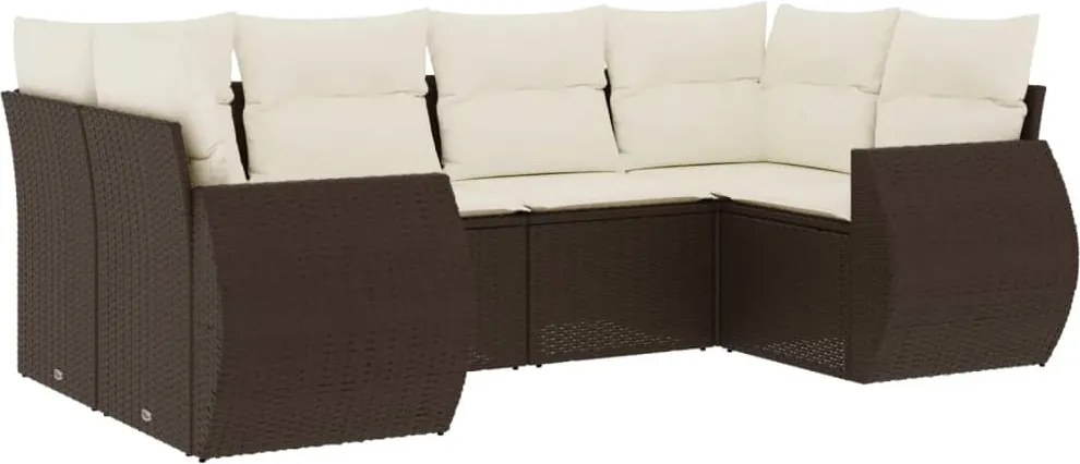 vidaXL Set canapele de grădină cu perne, 6 piese, maro, poliratan