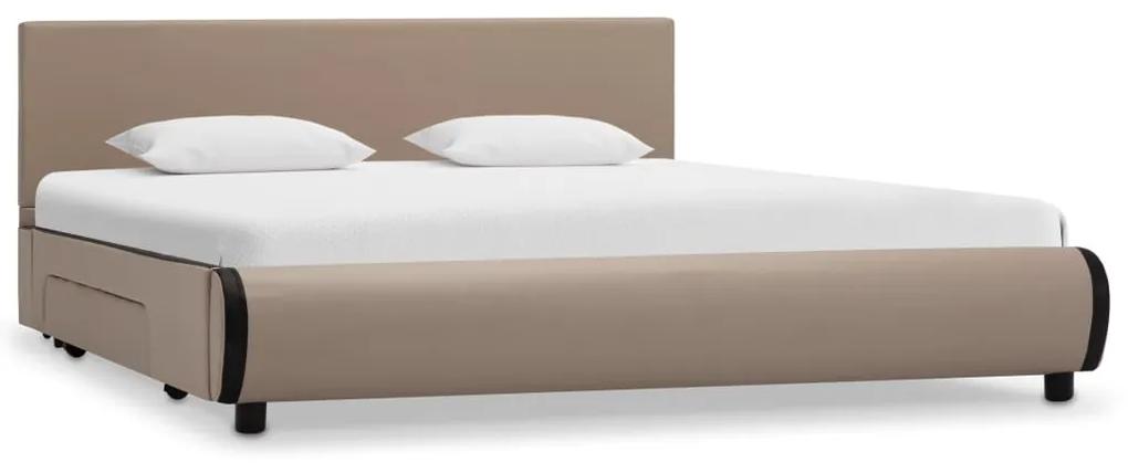 284962 vidaXL Cadru pat cu sertare, cappuccino, 120x200cm, piele artificială