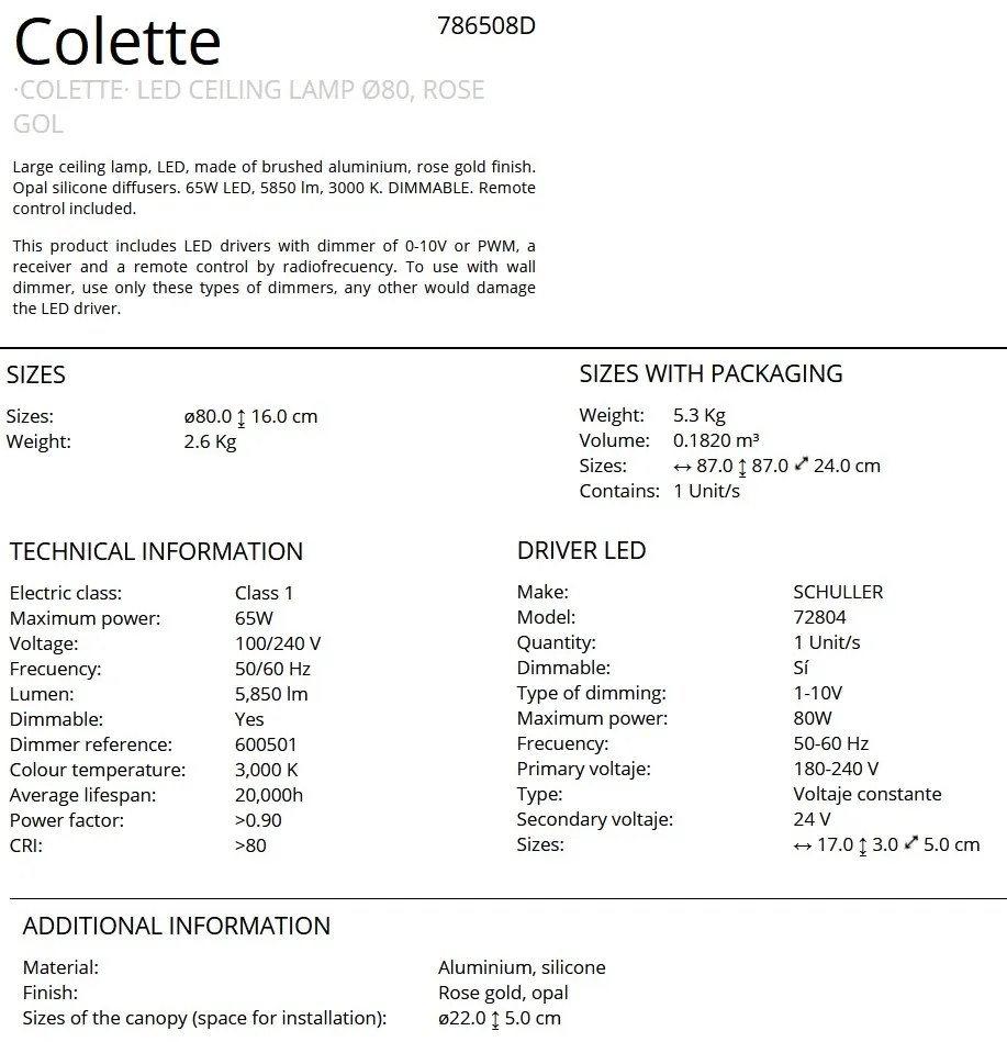 Lustra LED aplicata design ultra-modern, dimabila cu telecomanda, 80cm Colette auriu roze