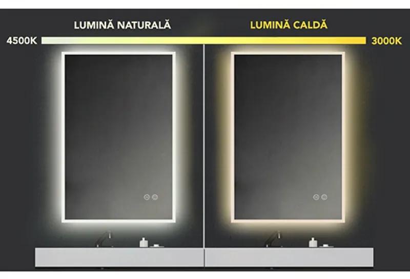 Oglinda dreptunghiulara 75 cm cu iluminare LED si dezaburire Fluminia, Miro 750x750x35 mm