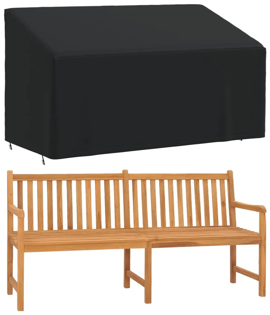 359660 vidaXL Husă banchetă cu 3 locuri, negru, 175x85x68/94 cm, Oxford 420D