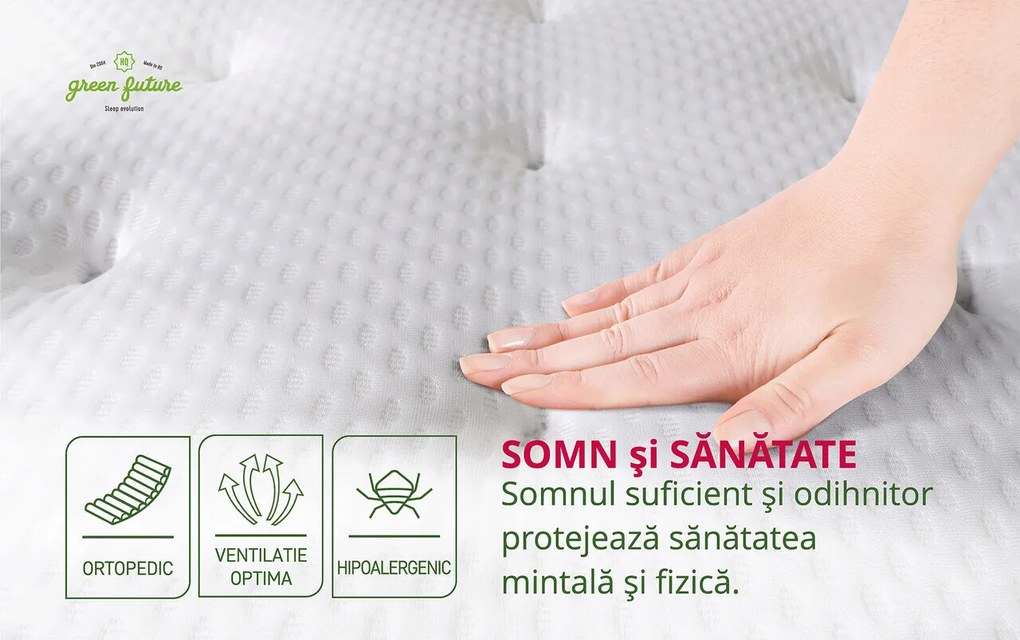 Saltea Ortopedica Arizona, 90x190 cm, H 35 cm, Arcuri Pocket, spuma Memory, 7 Zone de Confort