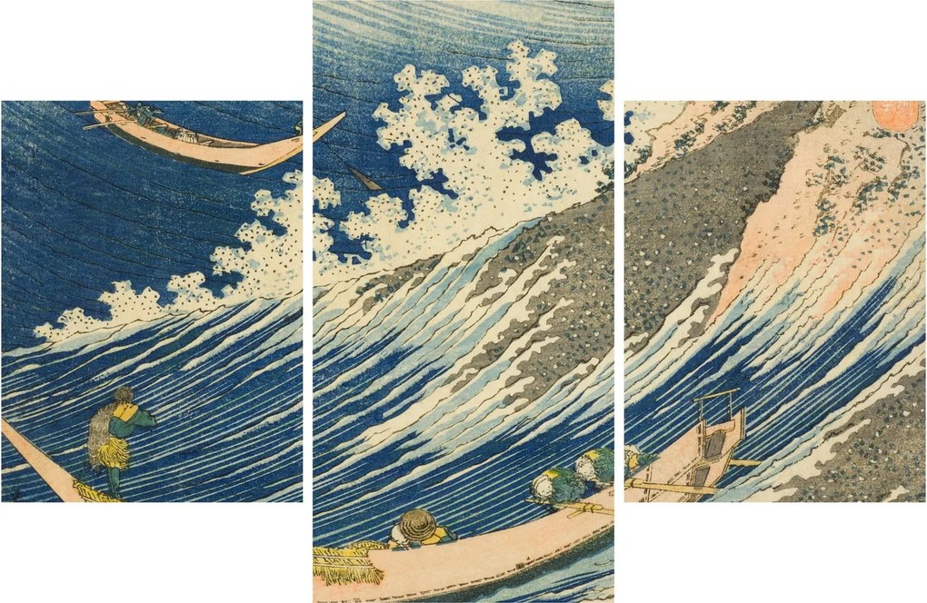 Tablou - Katsushika Hokusai, Fishing Boats at Choshi in Shimosa (Soshu Choshi) , reproducere (90x60 cm)