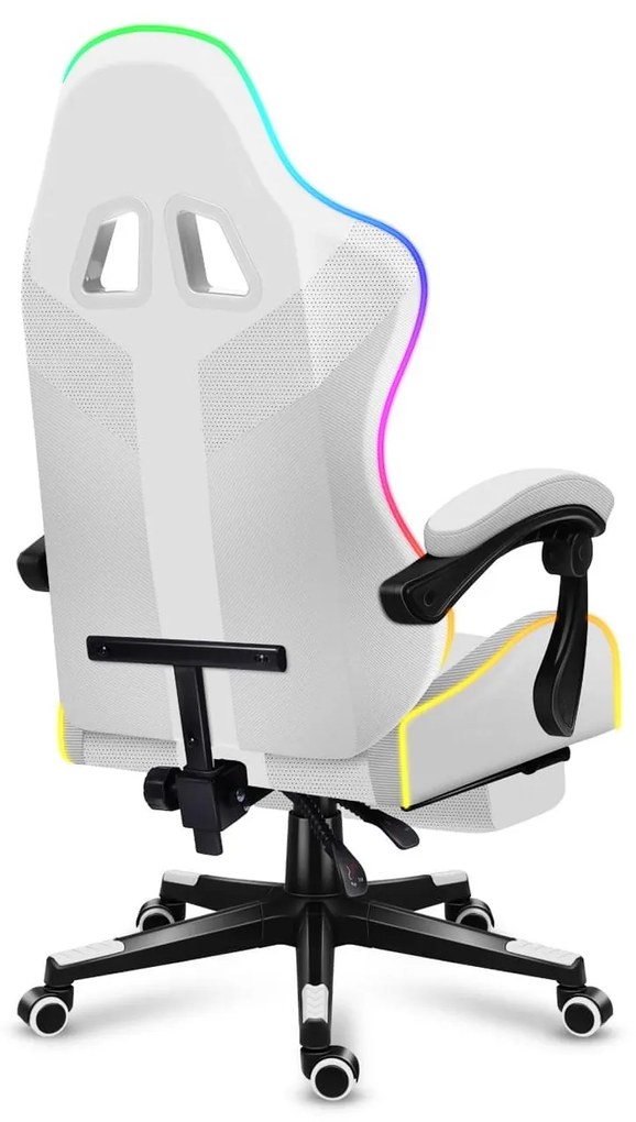 Fotoliu gaming Fusion 4.7 (alb + multicolor) (cu iluminat LED). 1087480