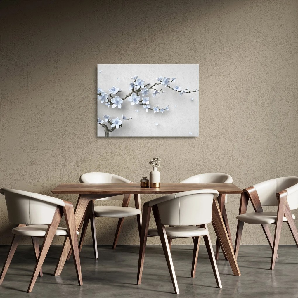 Tablou pe sticlă cu flori albastre (70x50 cm)