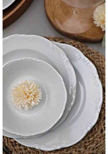 Set de masă 18 piese, alb/porțelan