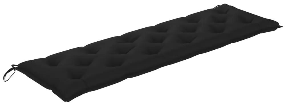 Banca de gradina cu perna neagra, 175 cm, lemn masiv tec Negru, 175 cm
